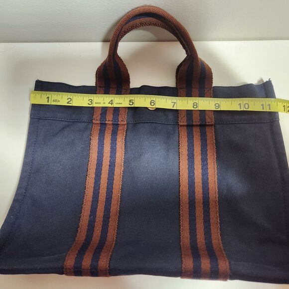 Hermès 1990s Navy/Brown Canvas Fourre Tout Mini Tote Bag - Picture 14 of 15